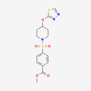 molecular formula C15H17N3O5S2 B2713406 Methyl 4-((4-((1,3,4-thiadiazol-2-yl)oxy)piperidin-1-yl)sulfonyl)benzoate CAS No. 2320684-49-7
