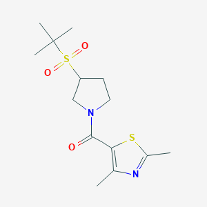 molecular formula C14H22N2O3S2 B2713411 (3-(Tert-butylsulfonyl)pyrrolidin-1-yl)(2,4-dimethylthiazol-5-yl)methanone CAS No. 2097903-52-9