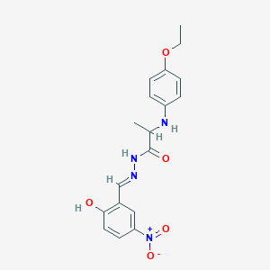 molecular formula C18H20N4O5 B2713429 2-(4-Ethoxyanilino)-N-[(E)-(2-hydroxy-5-nitrophenyl)methylideneamino]propanamide CAS No. 344927-63-5