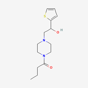 molecular formula C14H22N2O2S B2713530 1-(4-(2-羟基-2-(噻吩-2-基)乙基)哌嗪-1-基)丁酮 CAS No. 1421528-76-8