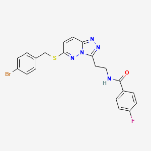 molecular formula C21H17BrFN5OS B2713531 N-(2-(6-((4-溴苯甲基)硫代)-[1,2,4]三唑并[4,3-b]吡啶-3-基)乙基)-4-氟苯甲酰胺 CAS No. 897758-97-3