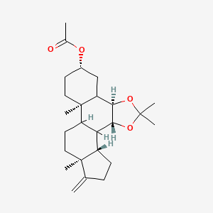 molecular formula C25H38O4 B2713532 (2S,4AR,6AS,9AS,9CR,12AR)-4A,6A,11,11-Tetramethyl-7-methylenehexadecahydro-1H-cyclopenta[1,2]phenanthro[9,10-D][1,3]dioxol-2-YL acetate CAS No. 782487-21-2