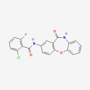 molecular formula C20H12ClFN2O3 B2713534 2-氯-6-氟-N-(11-氧代-10,11-二氢二苯并[b,f][1,4]噁唑-2-基)苯甲酰胺 CAS No. 921890-95-1