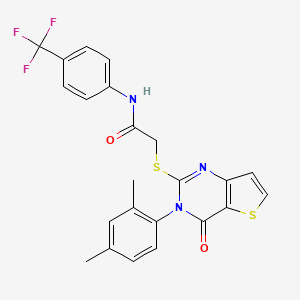 molecular formula C23H18F3N3O2S2 B2713539 2-{[3-(2,4-二甲基苯基)-4-氧代-3,4-二氢噻吩并[3,2-d]嘧啶-2-基]硫代}-N-(4-(三氟甲基)苯基)乙酰胺 CAS No. 1260921-98-9