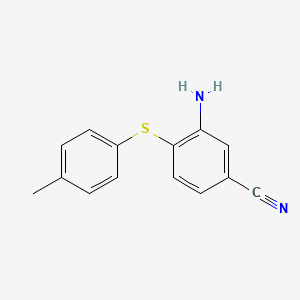molecular formula C14H12N2S B2713544 3-Amino-4-[(4-methylphenyl)sulfanyl]benzenecarbonitrile CAS No. 337924-03-5