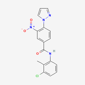 molecular formula C17H13ClN4O3 B2713548 N-(3-氯-2-甲基苯基)-3-硝基-4-(1H-吡唑-1-基)苯甲酰胺 CAS No. 321570-78-9
