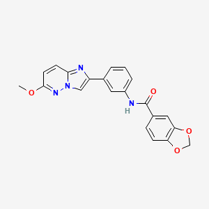 molecular formula C21H16N4O4 B2713551 N-(3-(6-methoxyimidazo[1,2-b]pyridazin-2-yl)phenyl)benzo[d][1,3]dioxole-5-carboxamide CAS No. 953149-09-2
