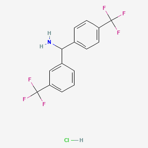 molecular formula C15H12ClF6N B2713557 [3-(三氟甲基)苯基]-[4-(三氟甲基)苯基]甲胺;盐酸盐 CAS No. 2243507-47-1