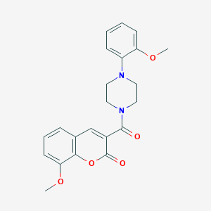 molecular formula C22H22N2O5 B2713559 8-Methoxy-3-[4-(2-methoxy-phenyl)-piperazine-1-carbonyl]-chromen-2-one CAS No. 384364-78-7