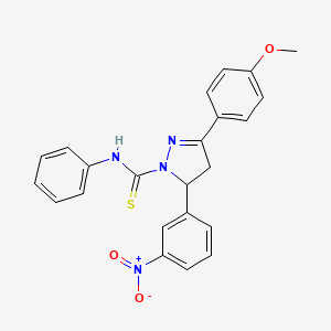 molecular formula C23H20N4O3S B2713566 3-(4-甲氧基苯基)-5-(3-硝基苯基)-N-苯基-4,5-二氢-1H-吡唑-1-羰基硫脲 CAS No. 394229-49-3