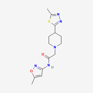 molecular formula C14H19N5O2S B2713568 2-(4-(5-methyl-1,3,4-thiadiazol-2-yl)piperidin-1-yl)-N-(5-methylisoxazol-3-yl)acetamide CAS No. 1324261-75-7