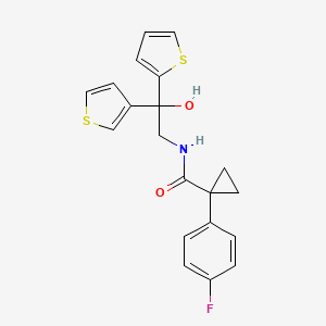 molecular formula C20H18FNO2S2 B2713569 1-(4-氟苯基)-N-(2-羟基-2-(噻吩-2-基)-2-(噻吩-3-基)乙基)环丙烷甲酰胺 CAS No. 2034237-21-1