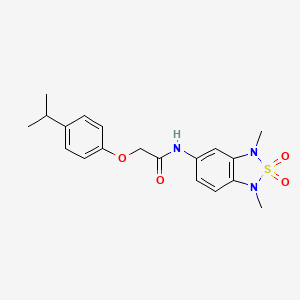 molecular formula C19H23N3O4S B2713571 N-(1,3-dimethyl-2,2-dioxido-1,3-dihydrobenzo[c][1,2,5]thiadiazol-5-yl)-2-(4-isopropylphenoxy)acetamide CAS No. 2034586-60-0