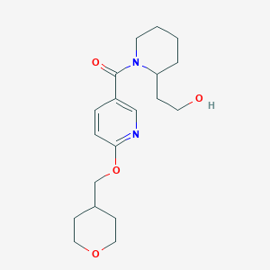 molecular formula C19H28N2O4 B2713573 (2-(2-hydroxyethyl)piperidin-1-yl)(6-((tetrahydro-2H-pyran-4-yl)methoxy)pyridin-3-yl)methanone CAS No. 2034616-03-8