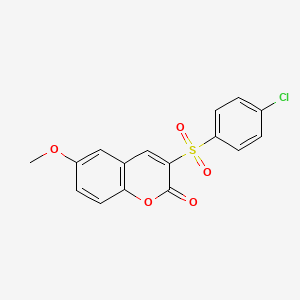 molecular formula C16H11ClO5S B2713575 3-(4-Chlorophenyl)sulfonyl-6-methoxychromen-2-one CAS No. 866013-23-2