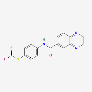 molecular formula C16H11F2N3OS B2713577 N-{4-[(二氟甲基)硫基]苯基}-6-喹喔啉甲酰胺 CAS No. 831179-19-2