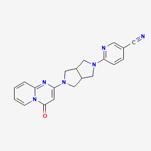 molecular formula C20H18N6O B2713613 6-[5-(4-氧代吡啶[1,2-a]嘧啶-2-基)-1,3,3a,4,6,6a-六氢吡咯[3,4-c]吡咯-2-基]吡啶-3-碳腈 CAS No. 2415462-74-5