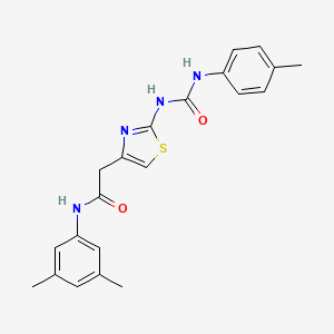 molecular formula C21H22N4O2S B2713616 N-(3,5-二甲基苯基)-2-(2-(3-(对甲苯基)脲基)噻唑-4-基)乙酰胺 CAS No. 921499-14-1