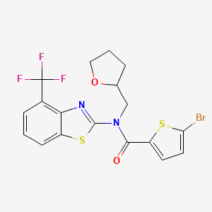 molecular formula C18H14BrF3N2O2S2 B2713619 5-溴-N-((四氢呋喃-2-基)甲基)-N-(4-(三氟甲基)苯并[d]噻唑-2-基)噻吩-2-甲酰胺 CAS No. 1421583-60-9