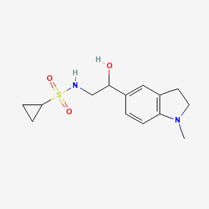 molecular formula C14H20N2O3S B2713632 N-(2-羟基-2-(1-甲基吲哚-5-基)乙基)环丙烷磺酰胺 CAS No. 1706401-12-8