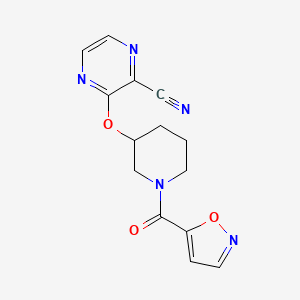 B2713639 3-((1-(Isoxazole-5-carbonyl)piperidin-3-yl)oxy)pyrazine-2-carbonitrile CAS No. 2034502-57-1