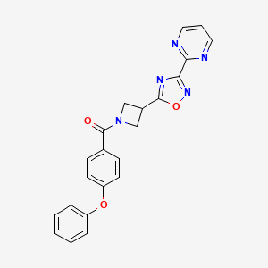 molecular formula C22H17N5O3 B2713645 (4-苯氧基苯基)(3-(3-(嘧啶-2-基)-1,2,4-噁二唑-5-基)吖啶-1-基)甲酮 CAS No. 1327574-56-0