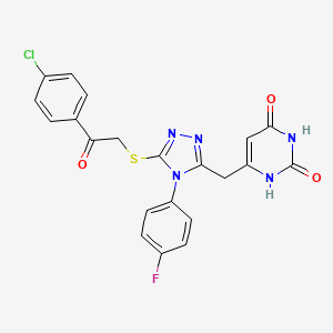 molecular formula C21H15ClFN5O3S B2713650 6-((5-((2-(4-氯苯基)-2-氧乙基)硫)-4-(4-氟苯基)-4H-1,2,4-三唑-3-基)甲基)嘧啶-2,4(1H,3H)-二酮 CAS No. 852154-58-6