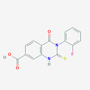 molecular formula C15H9FN2O3S B2713657 3-(2-Fluorophenyl)-4-oxo-2-sulfanyl-3,4-dihydroquinazoline-7-carboxylic acid CAS No. 422271-10-1