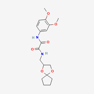 molecular formula C18H24N2O6 B2713682 N1-(1,4-dioxaspiro[4.4]nonan-2-ylmethyl)-N2-(3,4-dimethoxyphenyl)oxalamide CAS No. 899982-45-7