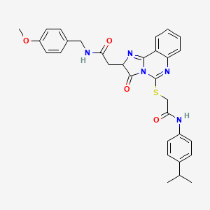 molecular formula C31H31N5O4S B2713684 2-[5-({2-[(4-异丙基苯基)氨基]-2-氧乙基}硫代-3-氧代-2,3-二氢咪唑[1,2-c]喹唑-2-基)-N-(4-甲氧基苯甲基)乙酰胺 CAS No. 959538-20-6