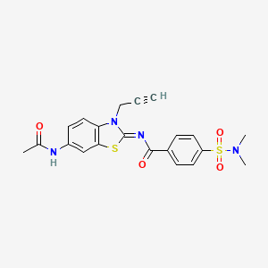 molecular formula C21H20N4O4S2 B2713686 (Z)-N-(6-乙酰氨基-3-(丙-2-炔-1-基)苯并[d]噻唑-2(3H)-基亚甲基)-4-(N,N-二甲基磺酰胺)苯甲酰胺 CAS No. 865182-87-2