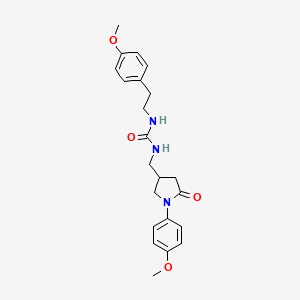 B2713689 1-(4-Methoxyphenethyl)-3-((1-(4-methoxyphenyl)-5-oxopyrrolidin-3-yl)methyl)urea CAS No. 946351-86-6
