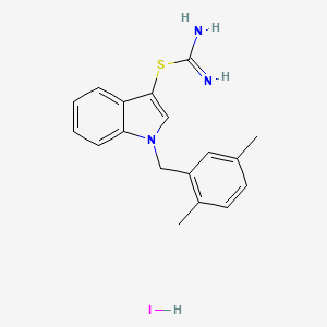B2713702 1-(2,5-dimethylbenzyl)-1H-indol-3-yl carbamimidothioate hydroiodide CAS No. 1052413-09-8