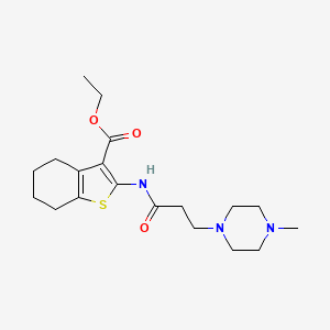molecular formula C19H29N3O3S B2713713 Ethyl 2-{[3-(4-methylpiperazin-1-yl)propanoyl]amino}-4,5,6,7-tetrahydro-1-benzothiophene-3-carboxylate CAS No. 304684-70-6
