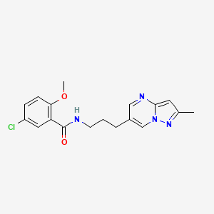 molecular formula C18H19ClN4O2 B2713722 5-氯-2-甲氧基-N-(3-(2-甲基吡嘧啶并[1,5-a]嘧啶-6-基)丙基)苯甲酰胺 CAS No. 1797084-89-9