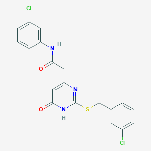 molecular formula C19H15Cl2N3O2S B2713743 2-(2-((3-chlorobenzyl)thio)-6-oxo-1,6-dihydropyrimidin-4-yl)-N-(3-chlorophenyl)acetamide CAS No. 1105212-93-8