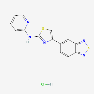 molecular formula C14H10ClN5S2 B2713755 4-(苯并[c][1,2,5]噻二唑-5-基)-N-(嘧啶-2-基)噻唑-2-胺盐酸盐 CAS No. 2034364-96-8