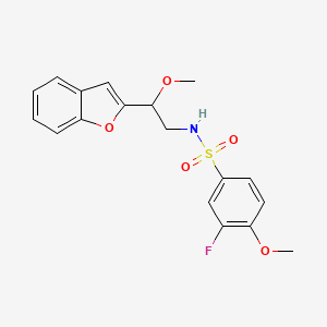molecular formula C18H18FNO5S B2713759 N-(2-(苯并呋喃-2-基)-2-甲氧基乙基)-3-氟-4-甲氧基苯磺酰胺 CAS No. 2034609-03-3