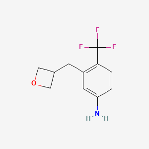 molecular formula C11H12F3NO B2713760 3-(噁唑环-3-基甲基)-4-(三氟甲基)苯胺 CAS No. 1820739-98-7