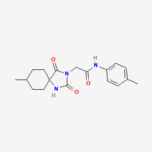 molecular formula C18H23N3O3 B2713763 2-(8-甲基-2,4-二氧代-1,3-二氮杂螺[4.5]癸-3-基)-N-(4-甲基苯基)乙酰胺 CAS No. 743470-31-7