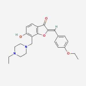 molecular formula C24H28N2O4 B2713766 2-[(4-Ethoxyphenyl)methylene]-7-[(4-ethylpiperazinyl)methyl]-6-hydroxybenzo[b] furan-3-one CAS No. 869078-68-2