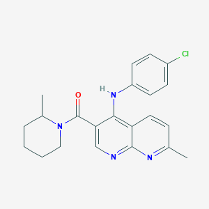 (4-((4-Chlorophenyl)amino)-7-methyl-1,8-naphthyridin-3-yl)(2-methylpiperidin-1-yl)methanone