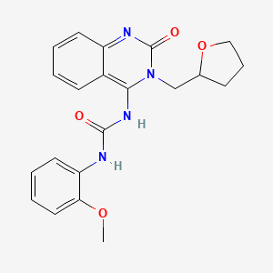 molecular formula C21H22N4O4 B2713772 (E)-1-(2-methoxyphenyl)-3-(2-oxo-3-((tetrahydrofuran-2-yl)methyl)-2,3-dihydroquinazolin-4(1H)-ylidene)urea CAS No. 941895-29-0