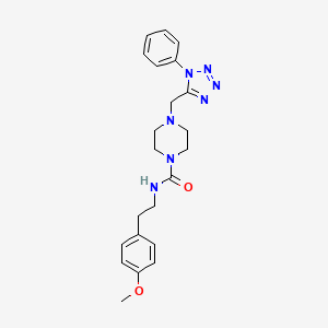 molecular formula C22H27N7O2 B2713774 N-(4-methoxyphenethyl)-4-((1-phenyl-1H-tetrazol-5-yl)methyl)piperazine-1-carboxamide CAS No. 1040652-23-0