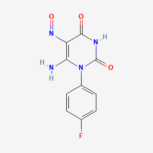 molecular formula C10H7FN4O3 B2713778 6-氨基-1-(4-氟苯基)-5-亚硝基嘧啶-2,4(1H,3H)-二酮 CAS No. 19677-84-0