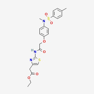 molecular formula C23H25N3O6S2 B2713781 Ethyl 2-[2-[[2-[4-[methyl-(4-methylphenyl)sulfonylamino]phenoxy]acetyl]amino]-1,3-thiazol-4-yl]acetate CAS No. 380171-70-0