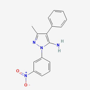 molecular formula C16H14N4O2 B2713783 3-甲基-1-(3-硝基苯基)-4-苯基-1H-吡唑-5-基胺 CAS No. 321385-89-1