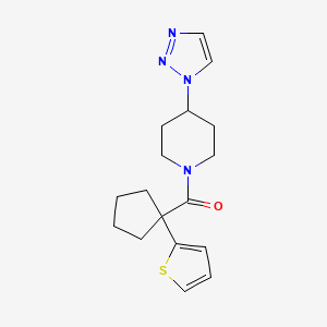 molecular formula C17H22N4OS B2713785 (4-(1H-1,2,3-triazol-1-yl)piperidin-1-yl)(1-(thiophen-2-yl)cyclopentyl)methanone CAS No. 1788949-99-4