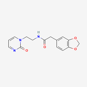 molecular formula C15H15N3O4 B2713786 2-(苯并[d][1,3]二噁杂环-5-基)-N-(2-(2-氧代嘧啶-1(2H)-基)乙基)乙酰胺 CAS No. 2180010-68-6