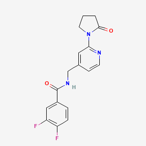 molecular formula C17H15F2N3O2 B2713788 3,4-二氟-N-((2-(2-氧代吡咯啉-1-基)吡啶-4-基)甲基)苯甲酰胺 CAS No. 2034339-00-7